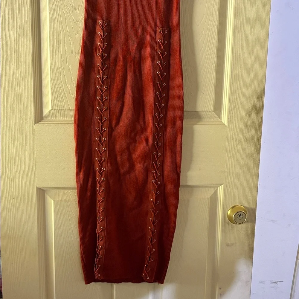 Windsor Rust Lace-Up Mini Dress